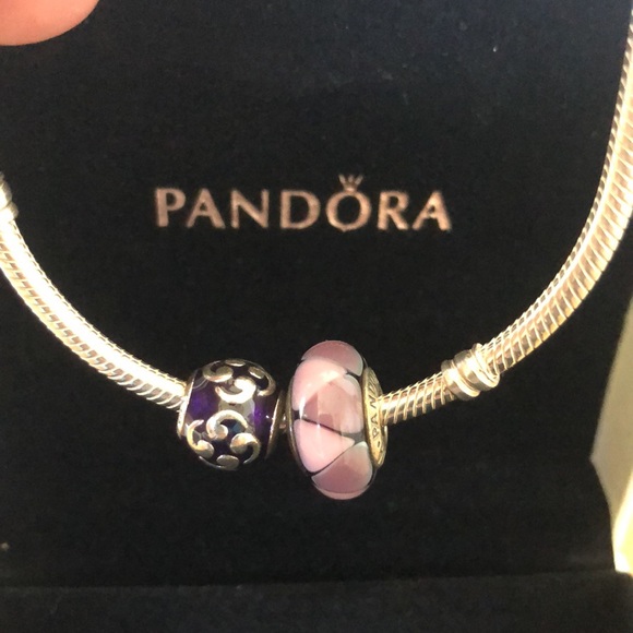 Jewelry - Authentic Pandora bracelet with 2 beautiful beads